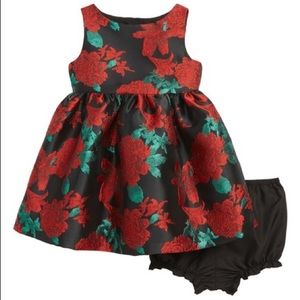 Metallic Floral Holiday Party Dress